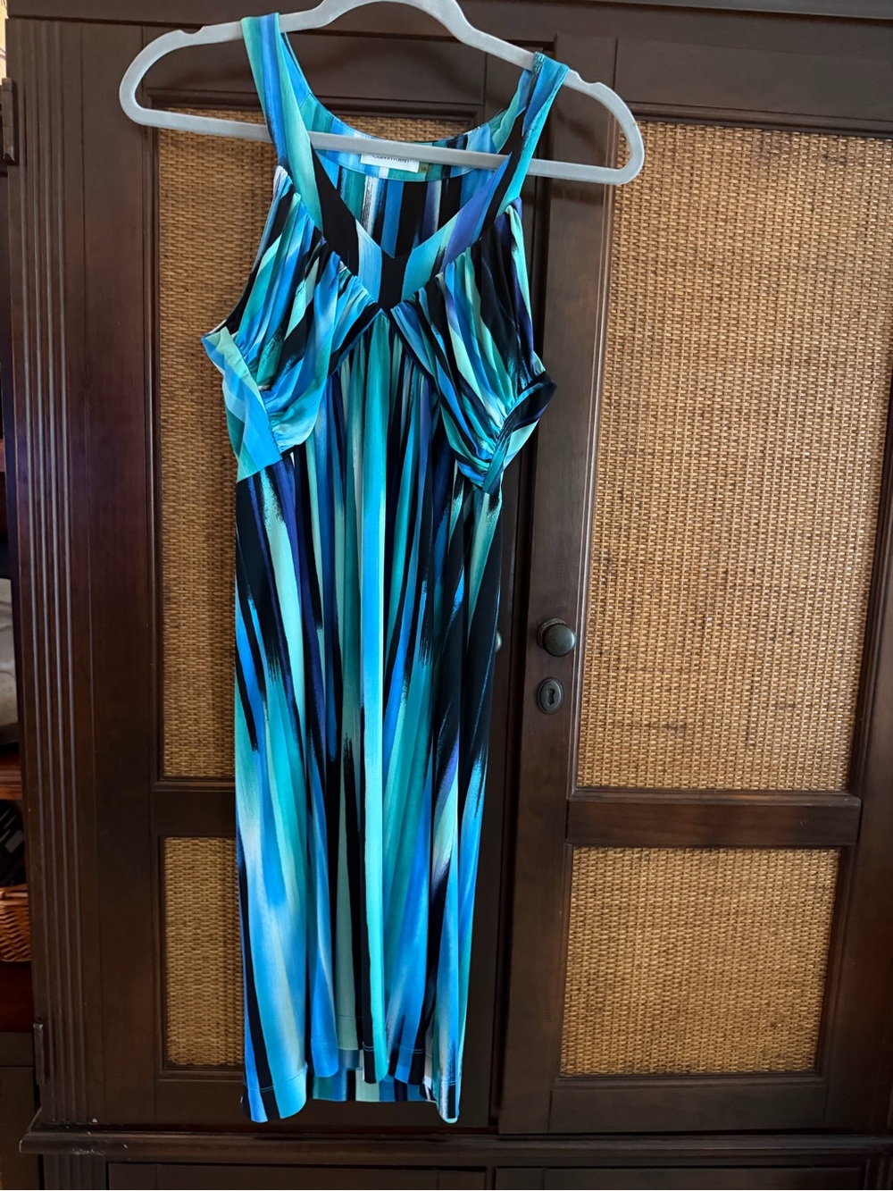 Sleeveless Blue Striped Dress - Women's
